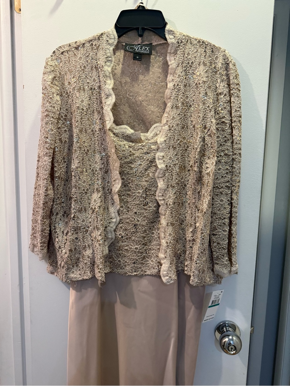 Alex Evenings metallic champagne lace 
Mother of the bride gown
